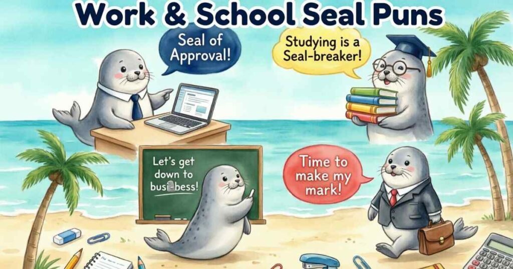 Work & School Seal Puns
